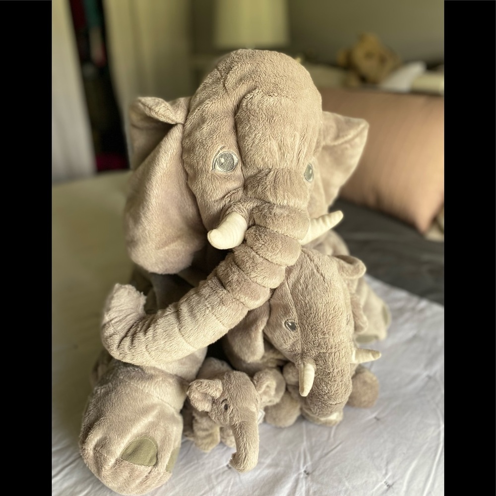 Grey Stuffed Elephant Family